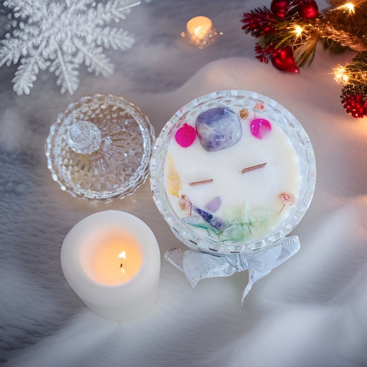 Healing crystal jar infused with Amethyst