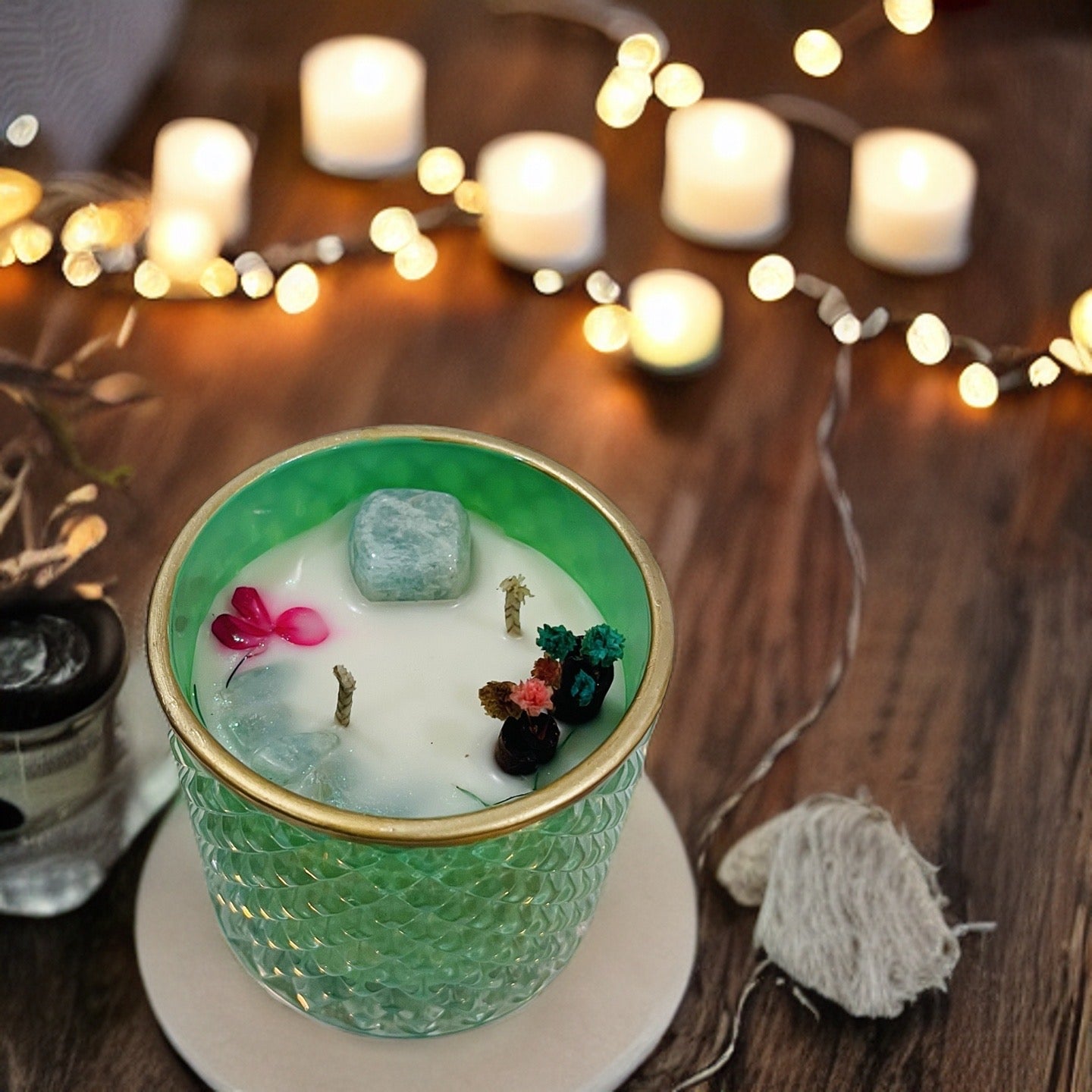 Healing crystal jar infused with Jade